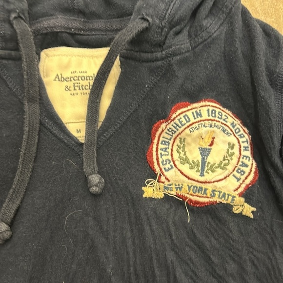 Vintage y2k Abercrombie Navy Hoodie with spellout - Picture 2 of 7